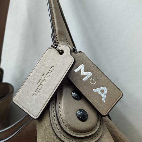 Coach Edie Gray Pebbled Leather Suede 3 Compartments Shoulder Bag - Picture 3 of 16